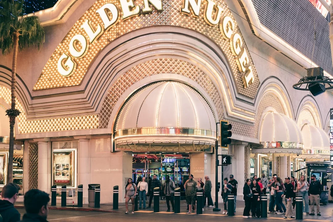 Golden nugget casino entrance with people outside