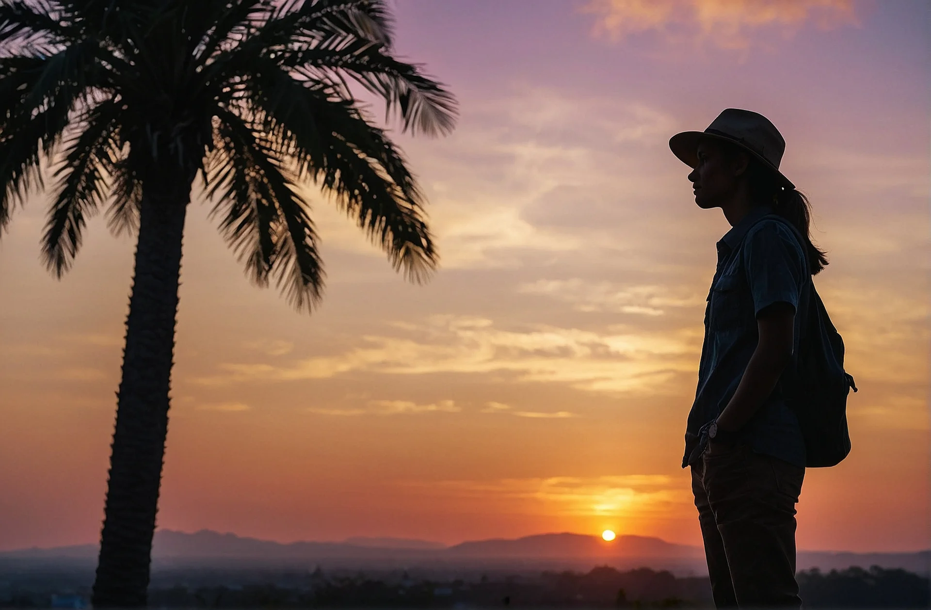 Silhouette of a person watching the su
