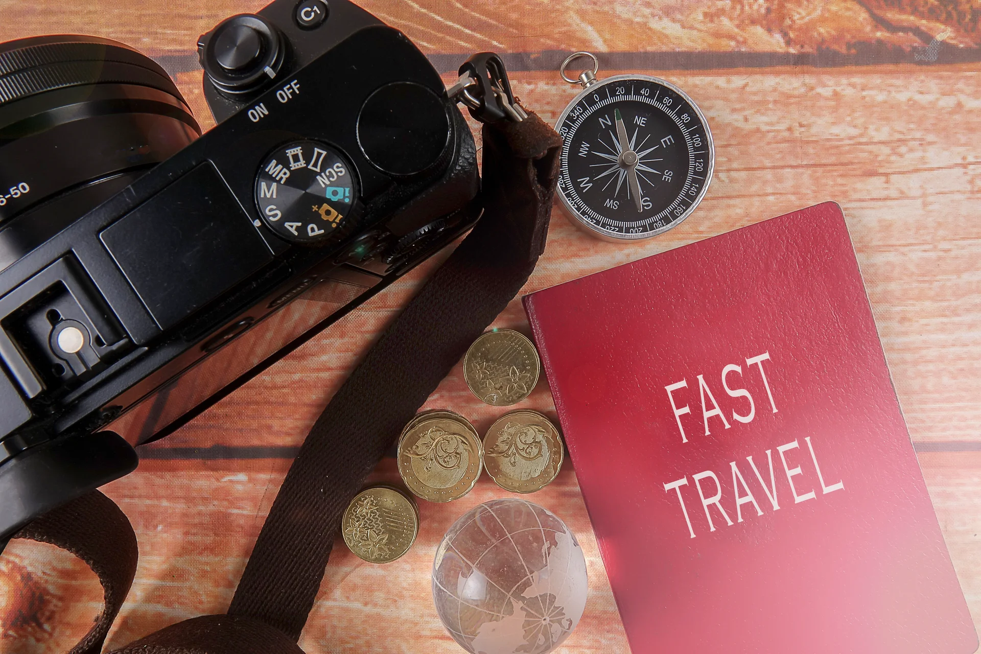 High angle view of objects on table