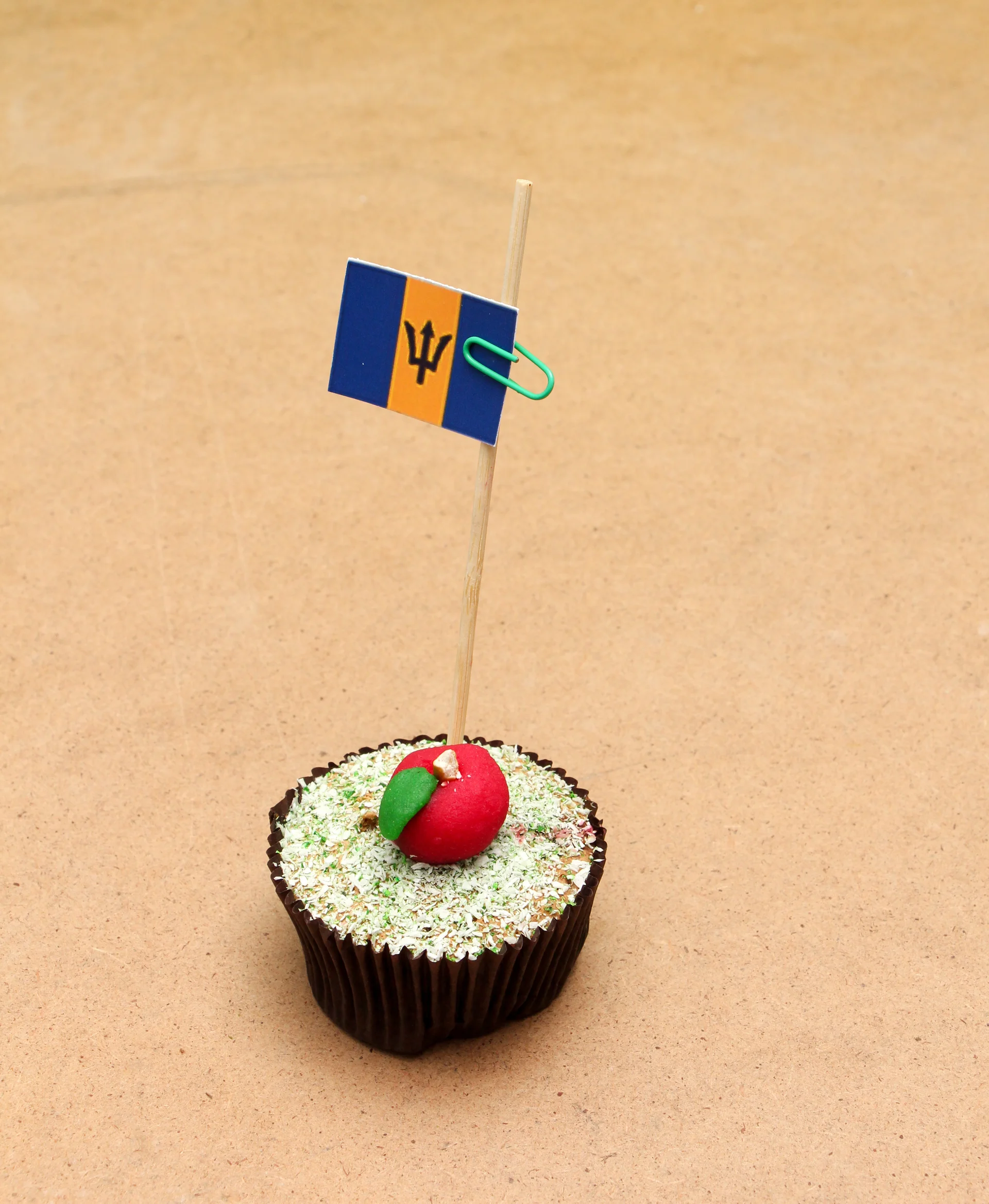 picture of a flag on a apple cupcake barbados
