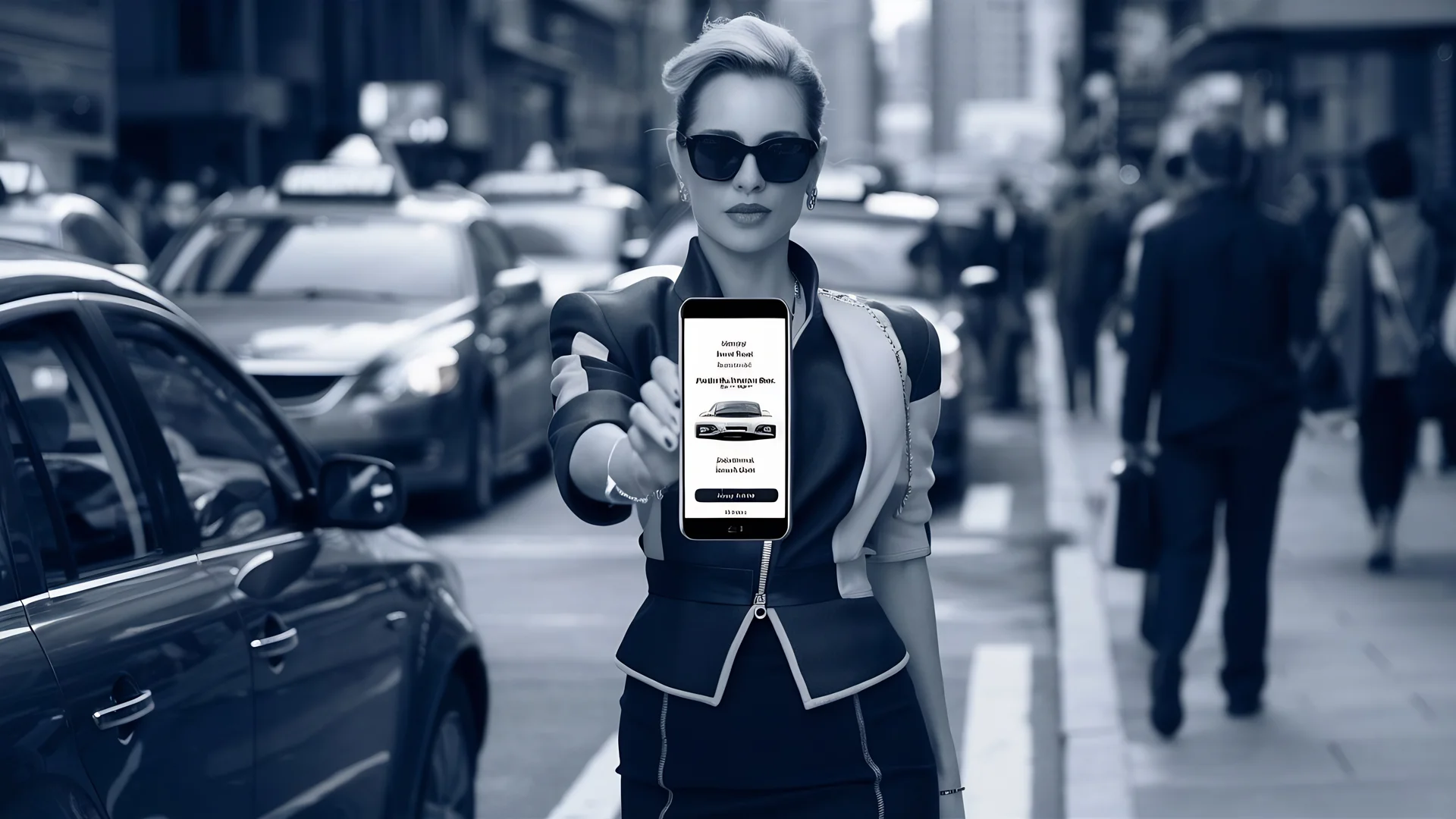 Woman completing car rental booking on smartphone